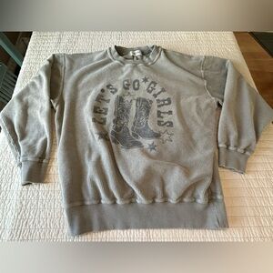 The Post 'Lets Go Girls' Taupe Colored Heavyweight Cotton Ribbed Sweatshirt Sz S